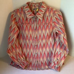 Cabela’s Long Sleeve Button Down Top Meandering Chevron Size Small New